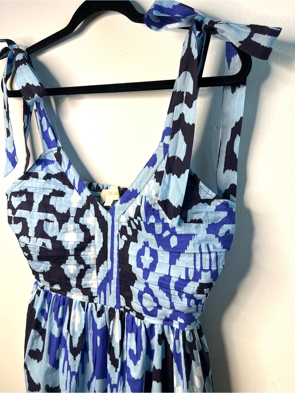 Love The Label Blue Patterned Tie-Shoulder Ruffle Maxi Dress Summer SZ S EUC - Picture 3 of 8